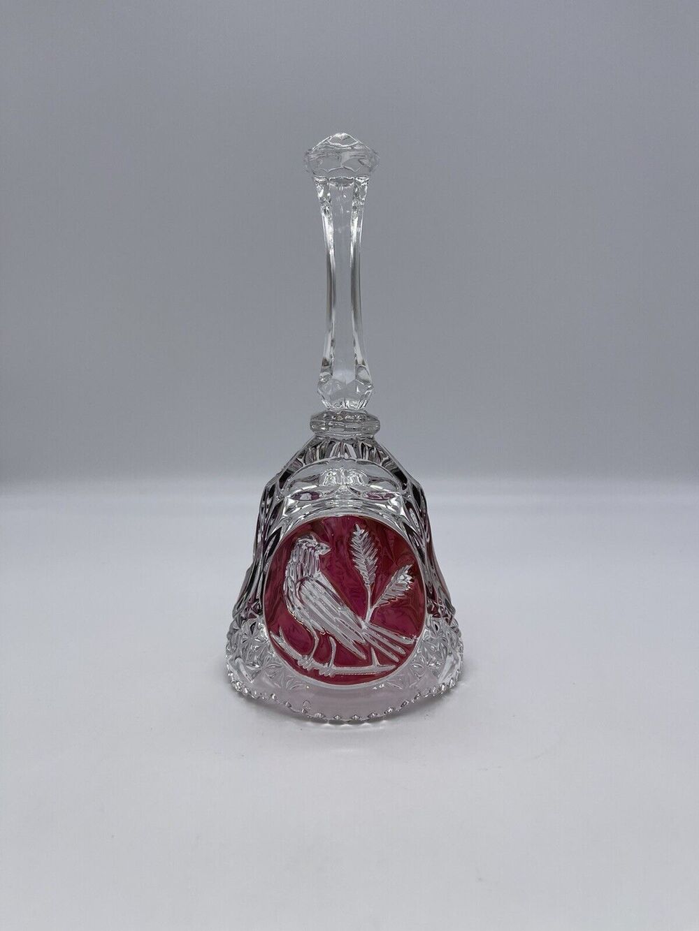 VINTAGE RED BIRD GERMAN LEAD CRYSTAL BELL (HOFBAUER)